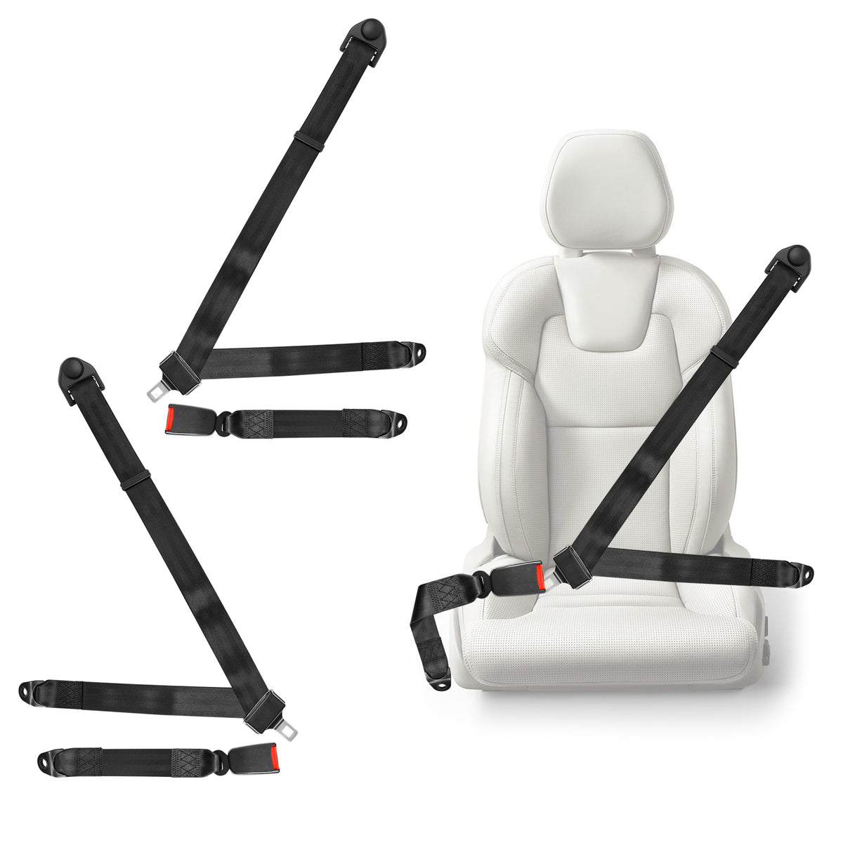 3 Point Racing Harness Set of 2, 2 Inch Padding, for Go Karts & UTVs