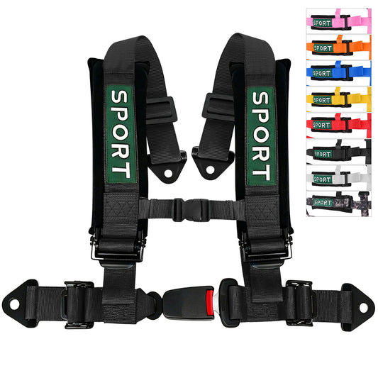 4 Point Racing Harness, 2 Inch Nylon Straps, Quick Release, 9 Colors