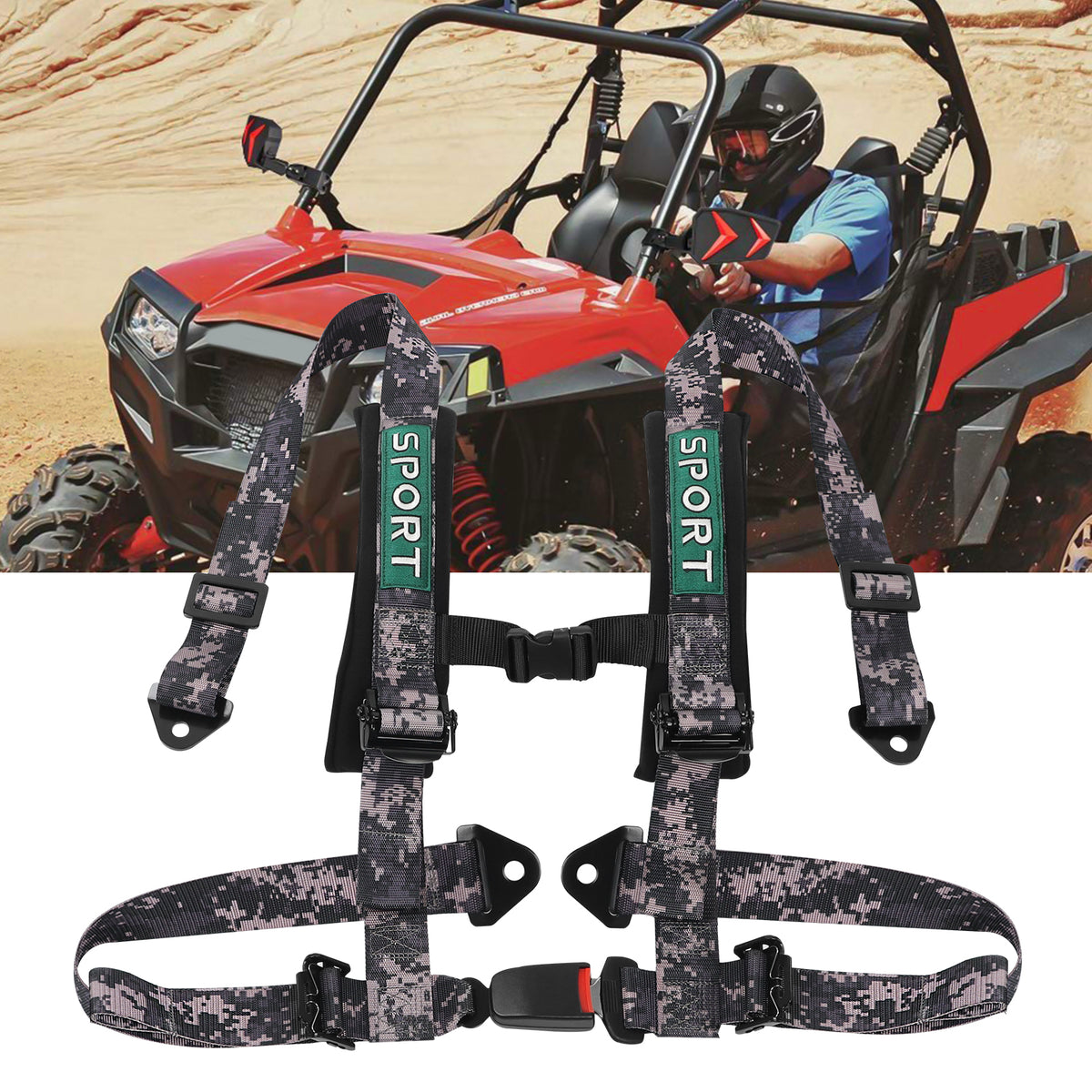 4 Point Racing Harness, 2 Inch Nylon Straps, Quick Release, 9 Colors