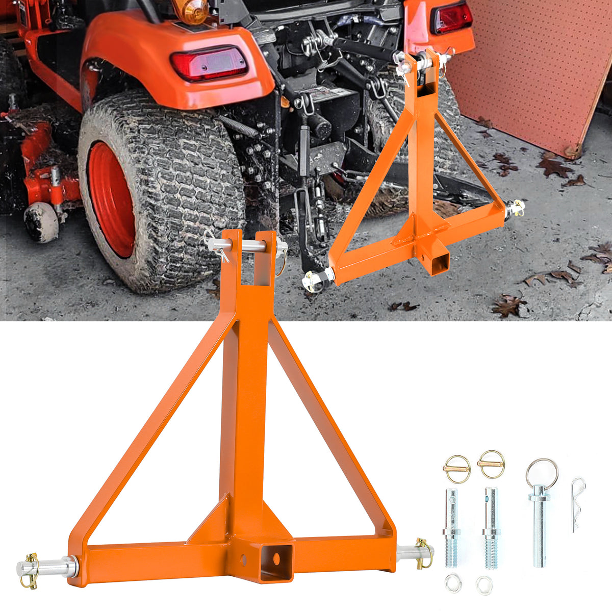 3 Point Hitch 2 Inch Receiver with Ball Mount, Category 1