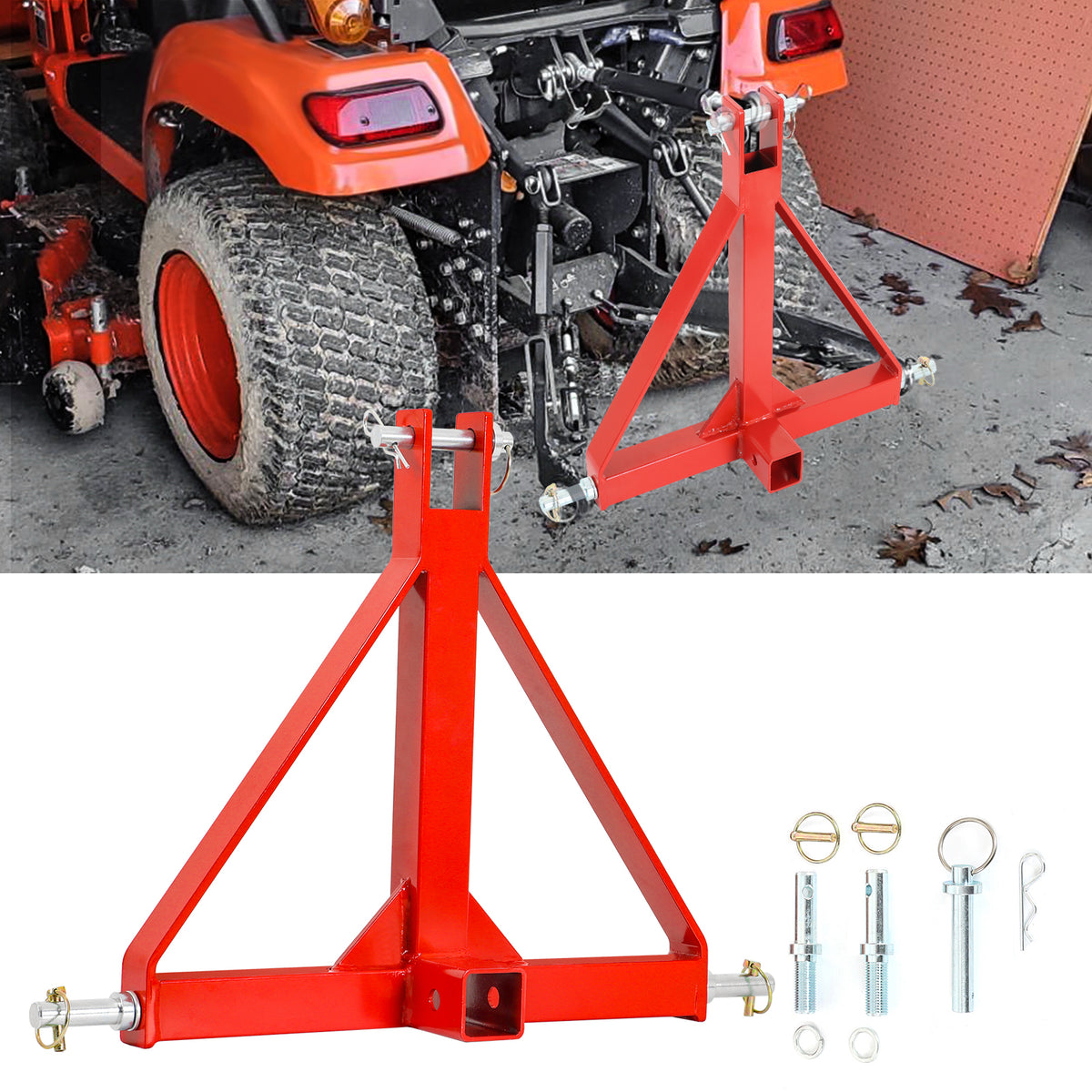 3 Point Hitch 2 Inch Receiver with Ball Mount, Category 1