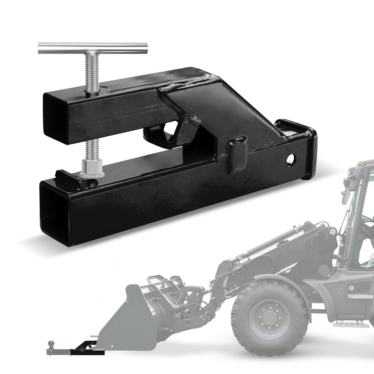 Clamp-On Tractor Bucket Hitch, 2 Inch Receiver for Loader Buckets