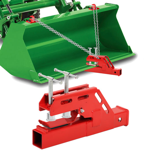 Tractor Bucket Hitch with 3/8 Inch Tow Hook & Chain, 2 Inch Receiver