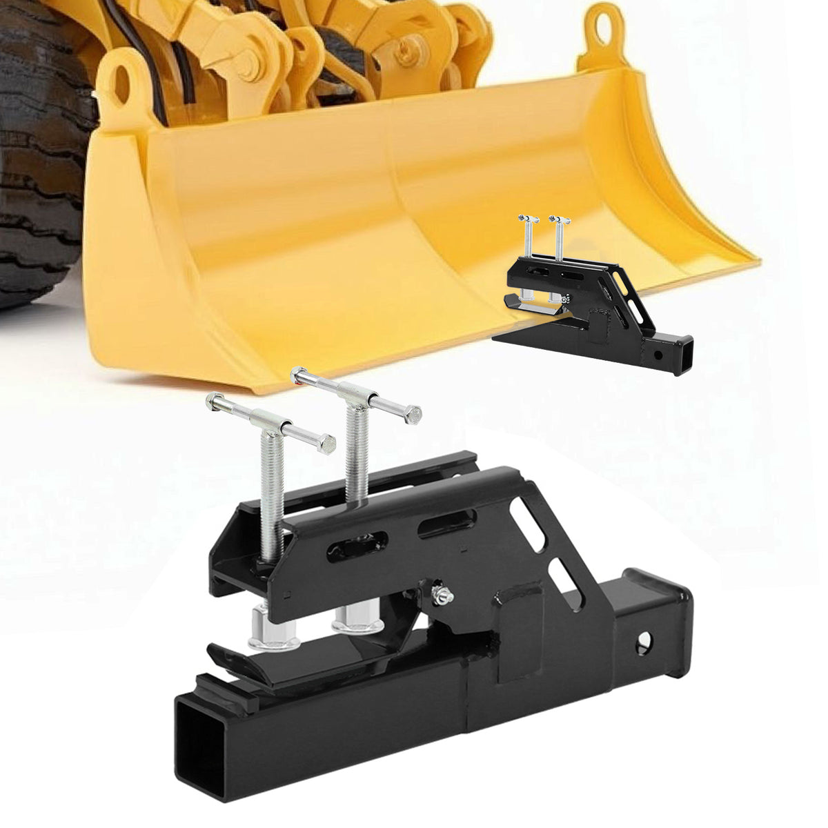 Heavy-Duty Tractor Bucket Hitch, 2 Inch Receiver with Twin T-Bolts