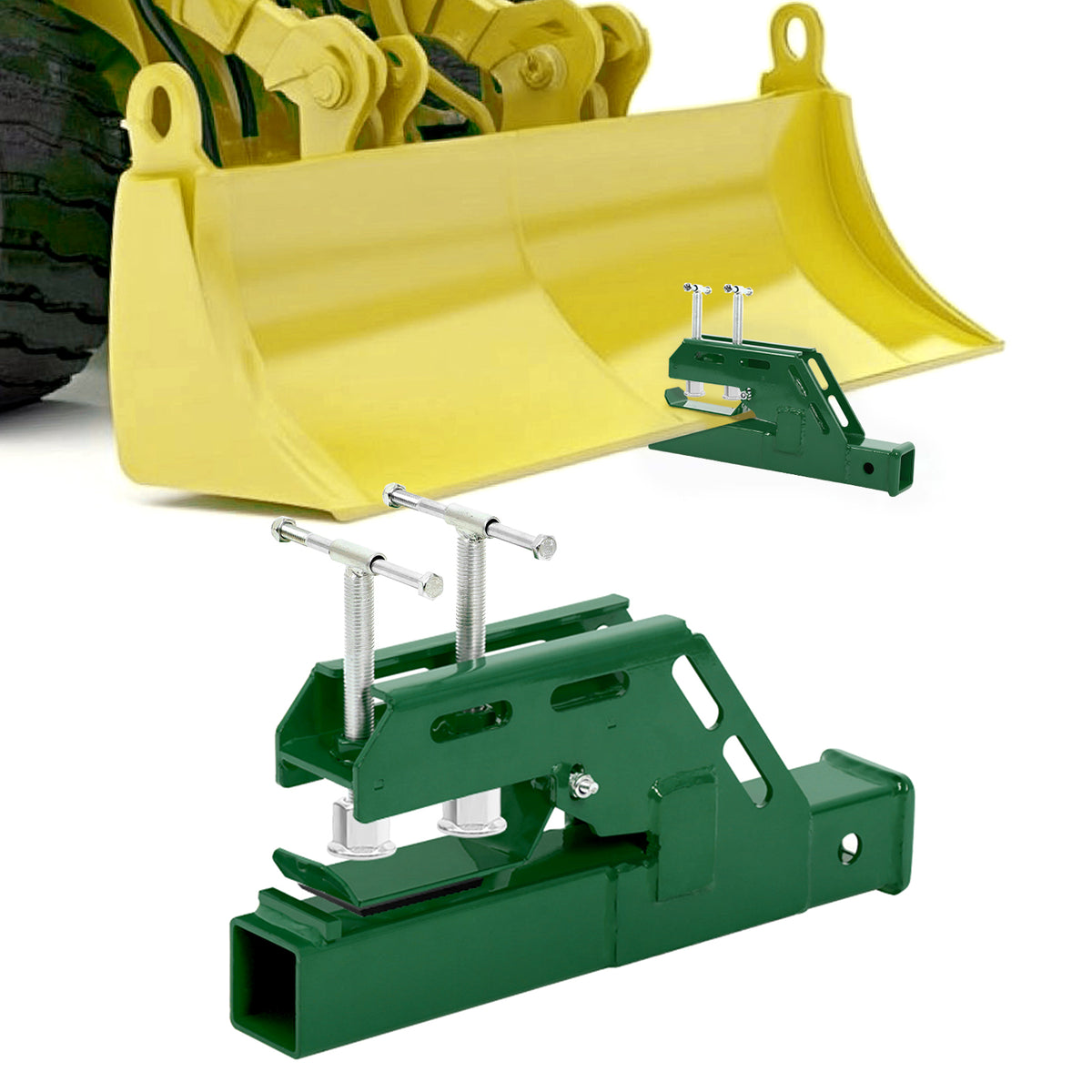 Heavy-Duty Tractor Bucket Hitch, 2 Inch Receiver with Twin T-Bolts