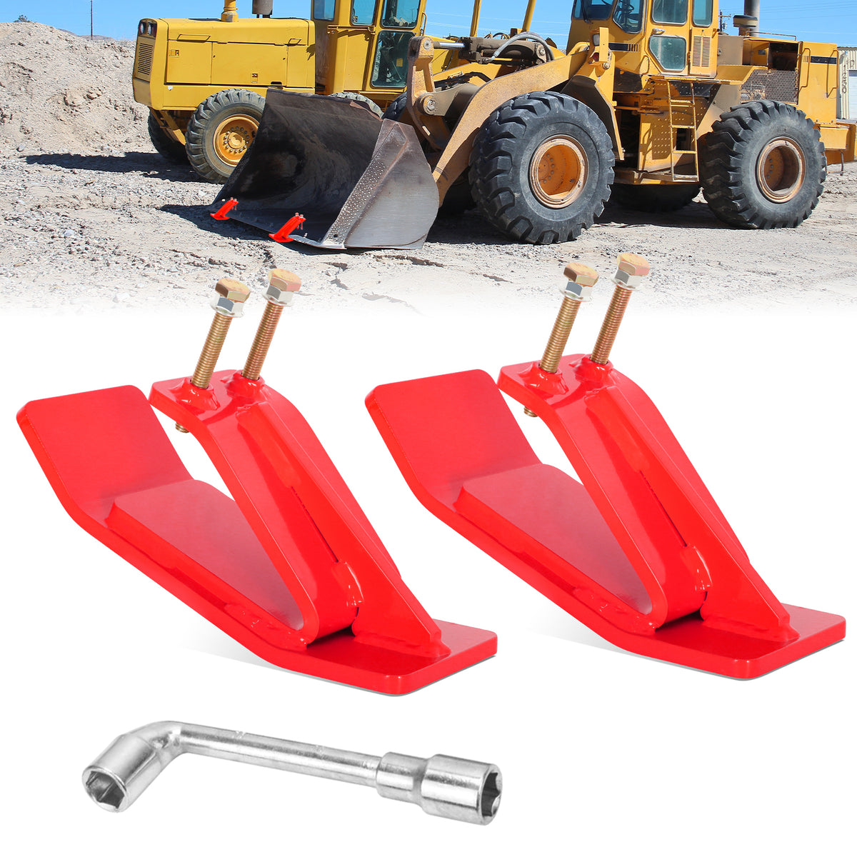 Tractor Bucket Protector Edge Guards, 3/8 Inch Steel, Set of 2