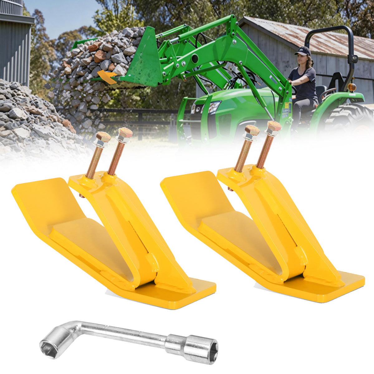 Tractor Bucket Protector Edge Guards, 3/8 Inch Steel, Set of 2