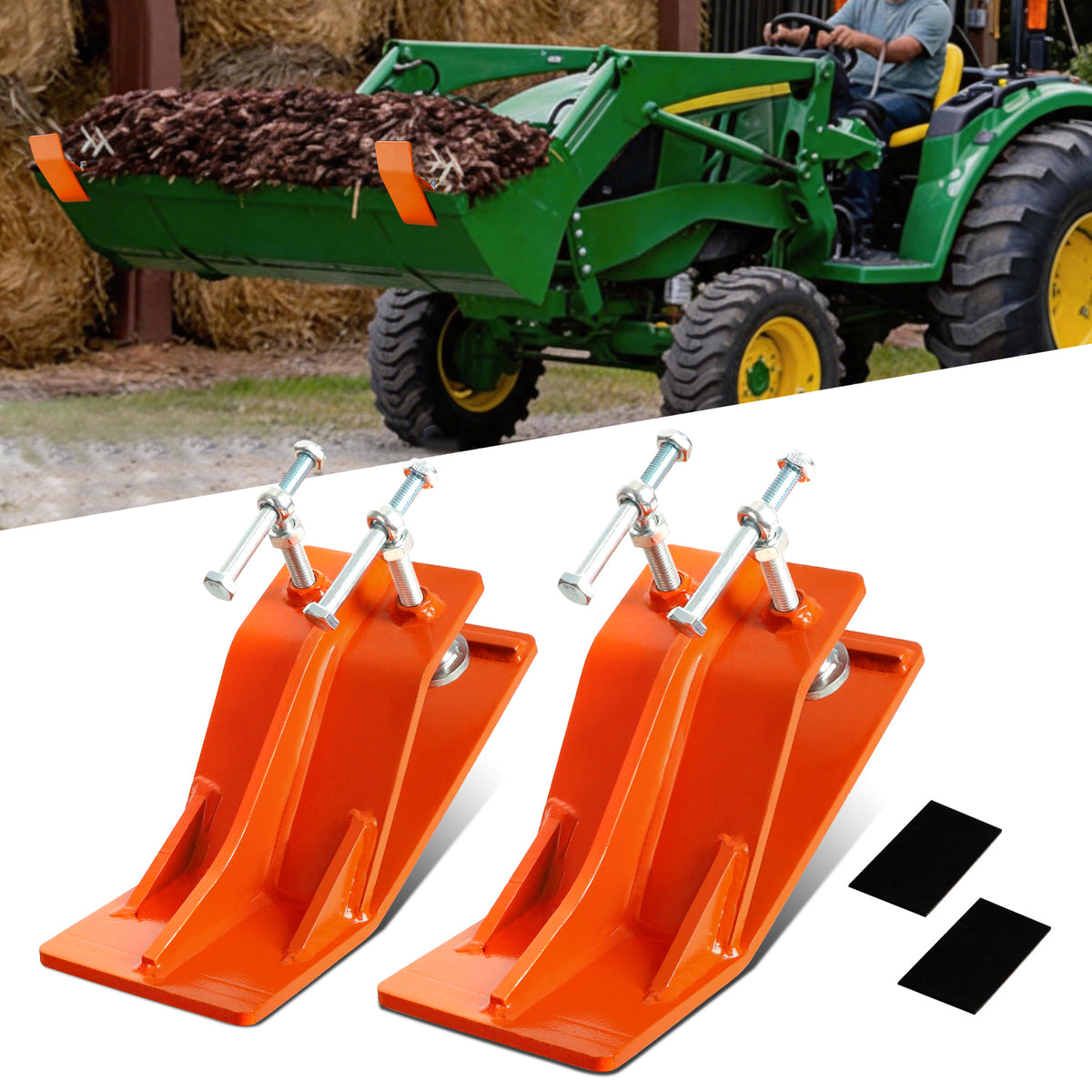 Tractor Bucket Edge Protector with Rubber Pad, 5 Inch Wide, Set of 2