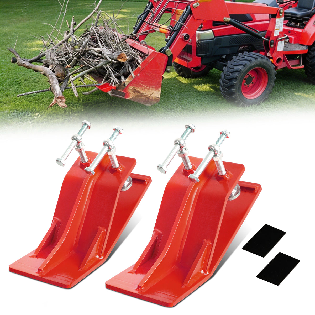 Tractor Bucket Edge Protector with Rubber Pad, 5 Inch Wide, Set of 2