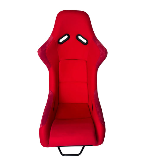 JT-B37 Fiberglass Racing Bucket Seat, Red Suede with Suede Sides