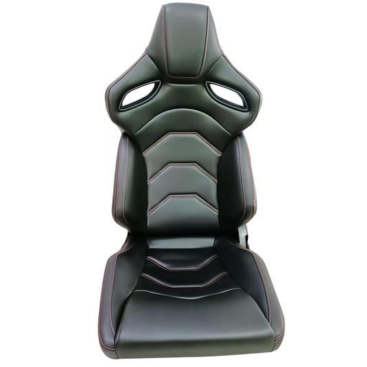 JT-B43 Adjustable Racing Seat, Black Leather, Steel Frame