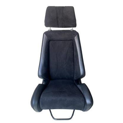 JT-B71 Racing Seat with Headrest, Dual Adjusters, Black Suede