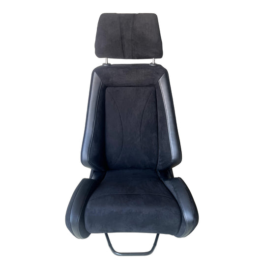 JT-B71 Racing Seat with Headrest, Dual Adjusters, Black Suede
